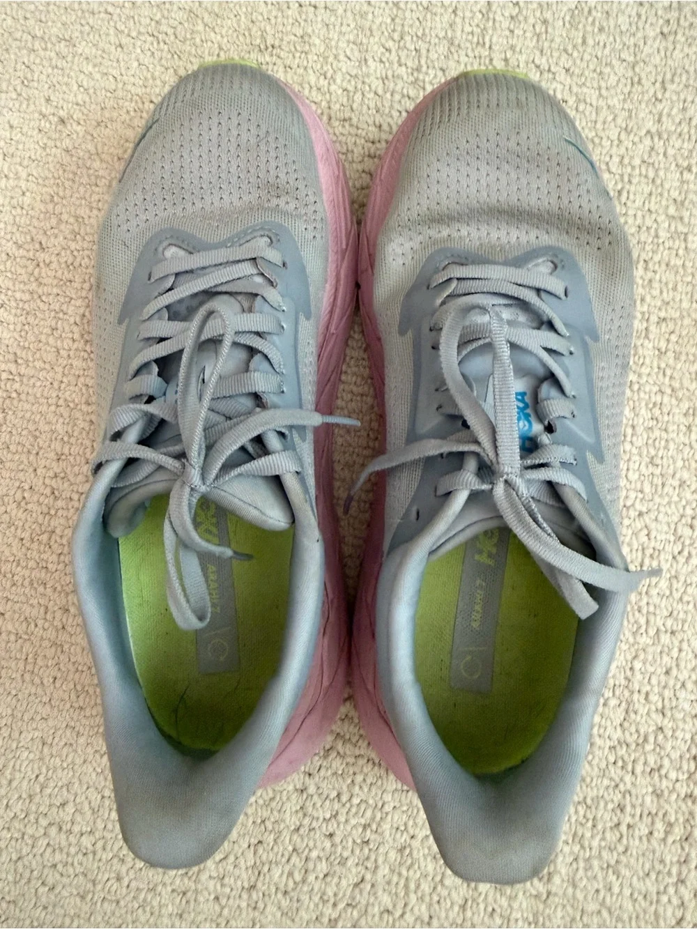 Hoka Women's Gray and Pink Athletic Running Shoes